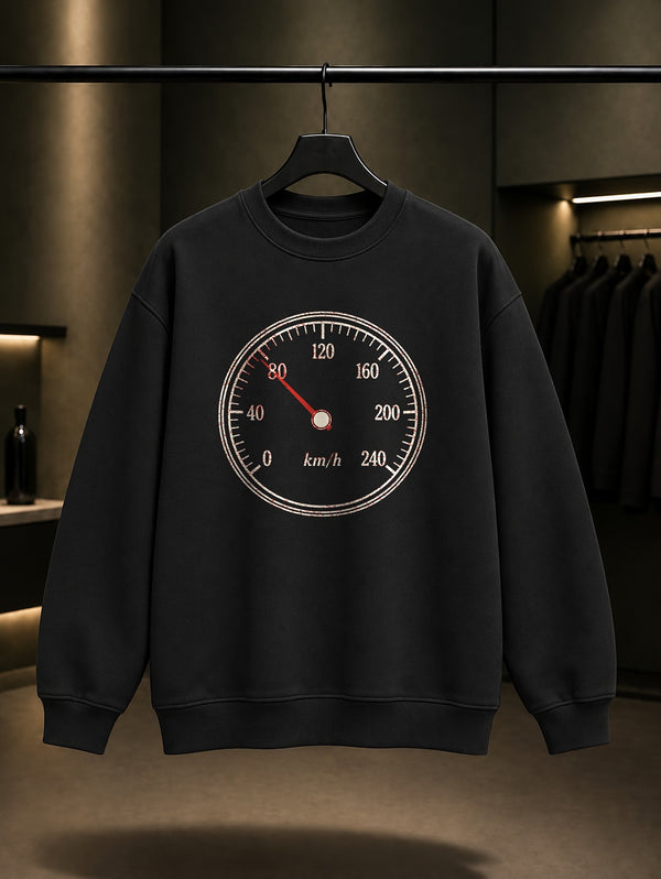 Hız Kadranı Baskılı Unisex %100 Pamuk Sweatshirt · Otomobil