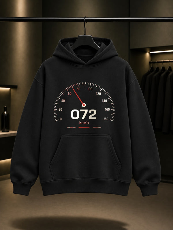 Hız Yayı Baskılı Unisex %100 Pamuk Kapüşonlu Sweatshirt · Otomobil