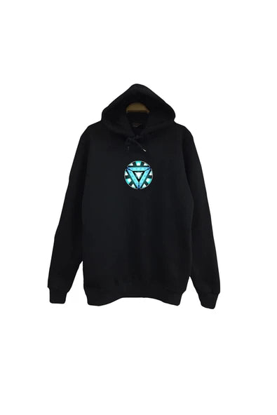 fame-stoned Reaktör - Güç Kaynağı Baskılı Unisex %100 Pamuk Kapüşonlu Siyah Sweatshirt