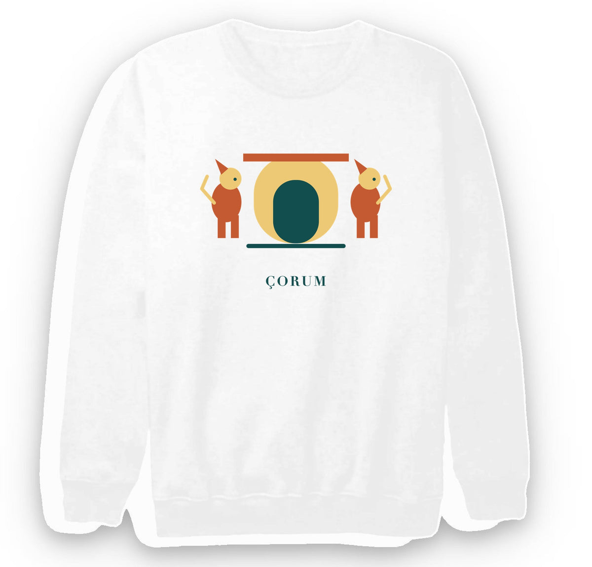 Çorum Hattuşa Aslanlı Kapı baskılı beyaz sweatshirt