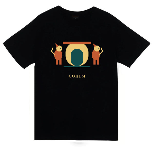 Çorum Hattuşa Aslanlı Kapı baskılı siyah t-shirt