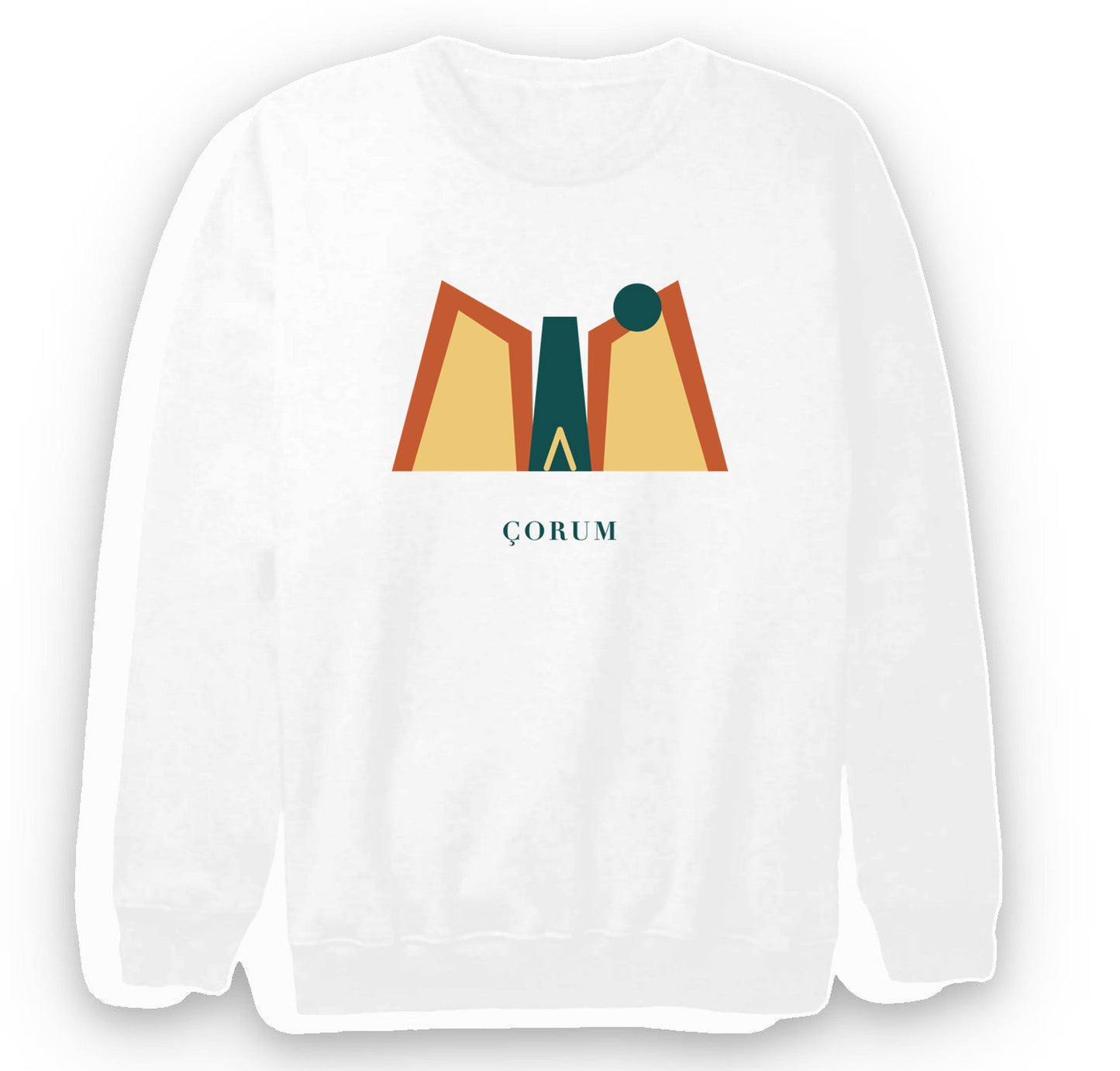 Çorum İncesu Kanyonu baskılı beyaz sweatshirt