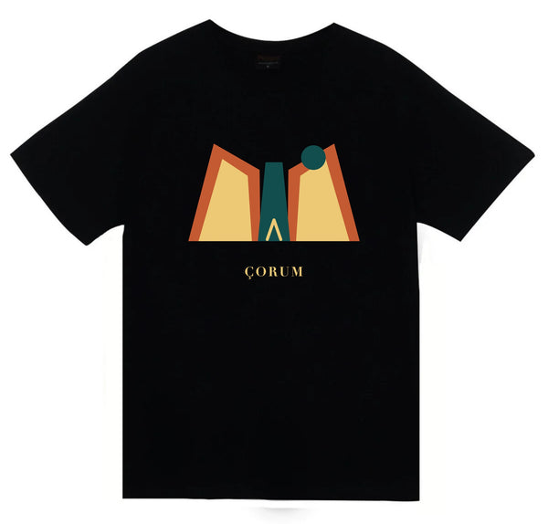 Çorum İncesu Kanyonu baskılı siyah t-shirt