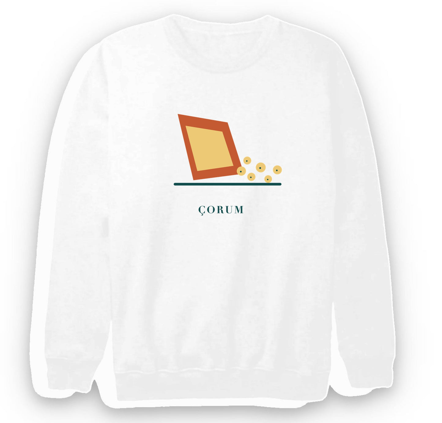 Çorum Leblebisi baskılı beyaz sweatshirt