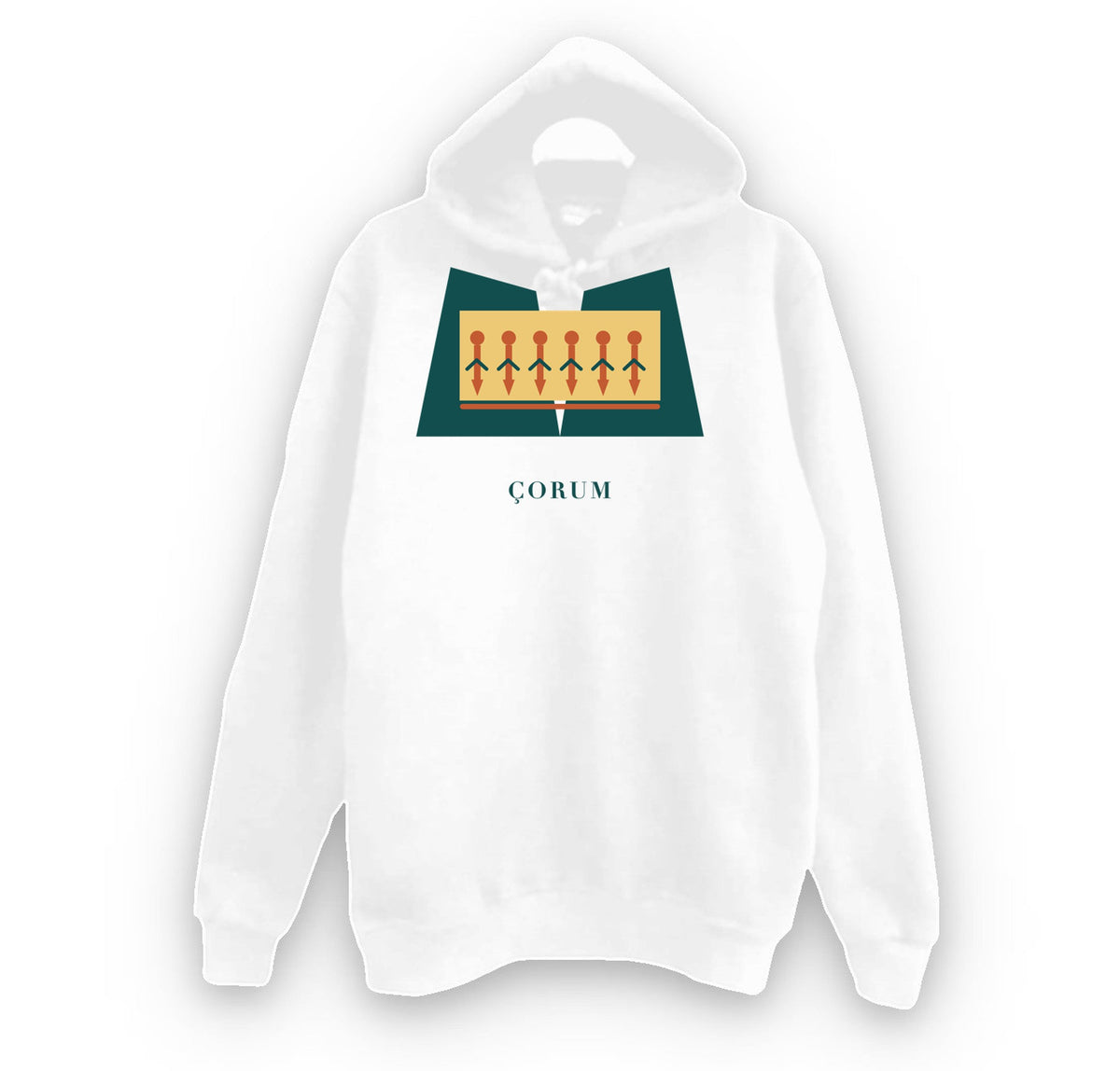 Çorum Yazılıkaya baskılı beyaz kapüşonlu sweatshirt