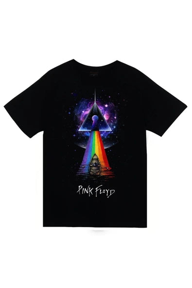 Pink Floyd Uzay temalı prizma baskılı siyah tişört