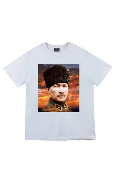 fame-stoned Unisex Beyaz Mustafa Kemal Atatürk Baskılı T-shirt