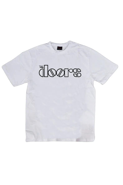 fame-stoned The Doors Baskılı Unisex %100 Pamuk Beyaz T-shirt