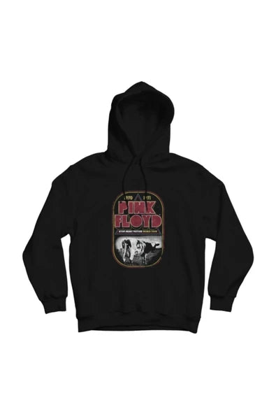 Pink Floyd Vintage konser posteri baskılı siyah kapüşonlu sweatshirt