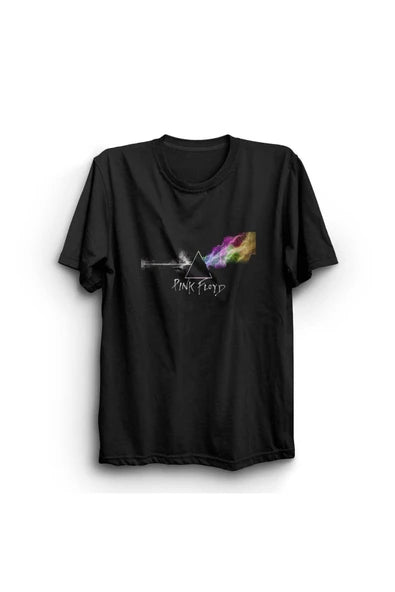 fame-stoned Pink Floyd Baskılı Unisex %100 Pamuk Siyah T-shirt
