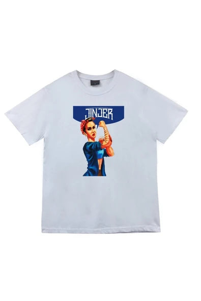 fame-stoned Jinjer Baskılı Unisex %100 Pamuk Beyaz T-shirt