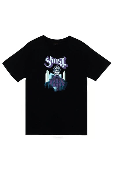 fame-stoned Ghost Baskılı Unisex %100 Pamuk Siyah T-shirt