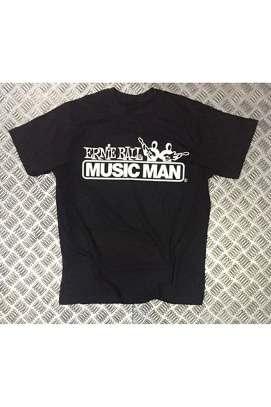 fame-stoned Unisex Siyah Musıc Man Baskılı T-shirt