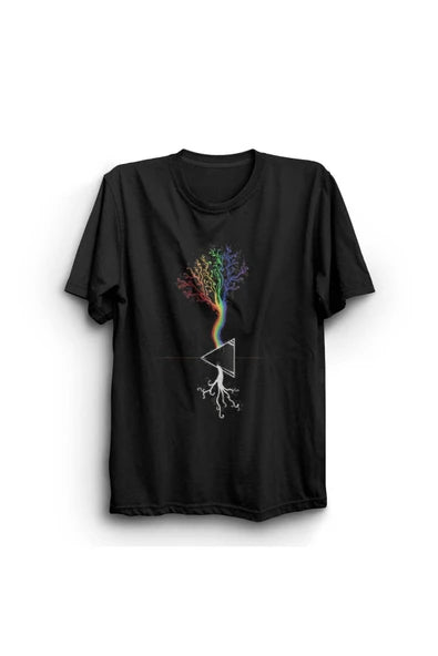 fame-stoned Pink Floyd Baskılı Unisex %100 Pamuk Siyah T-shirt