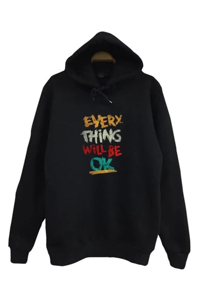 Fame Stoned baskılı siyah kapüşonlu sweatshirt