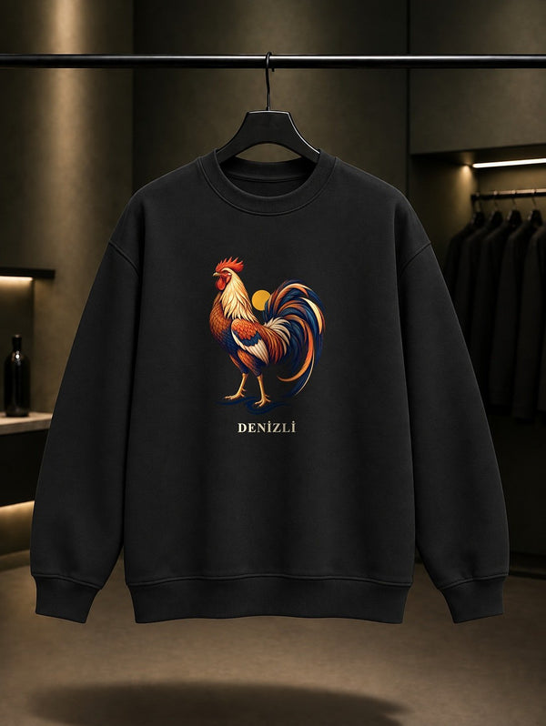 Denizli Kaklık Mağarası baskılı siyah sweatshirt