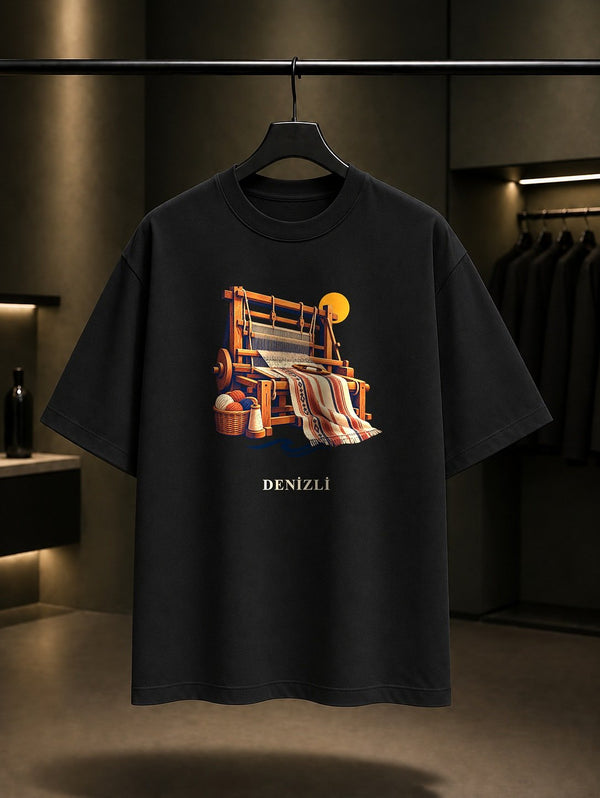 Denizli Kale Biberi baskılı siyah t-shirt