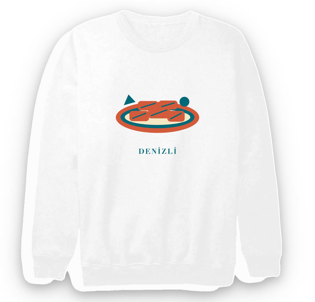 Denizli Kebabı baskılı beyaz sweatshirt