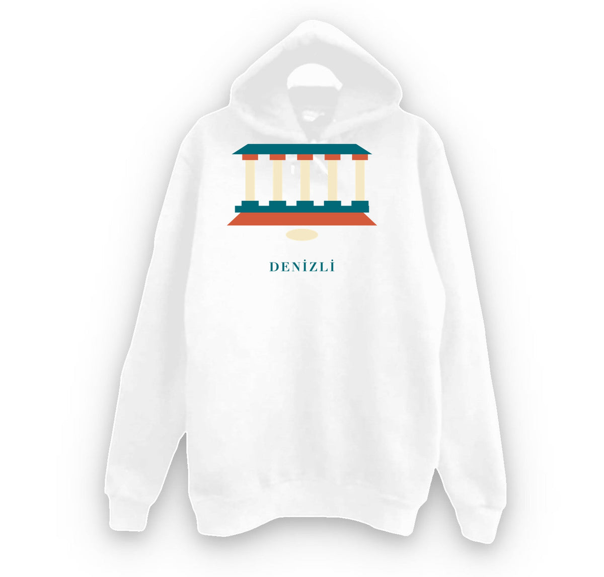 Denizli Laodikeia Antik Kenti baskılı beyaz kapüşonlu sweatshirt