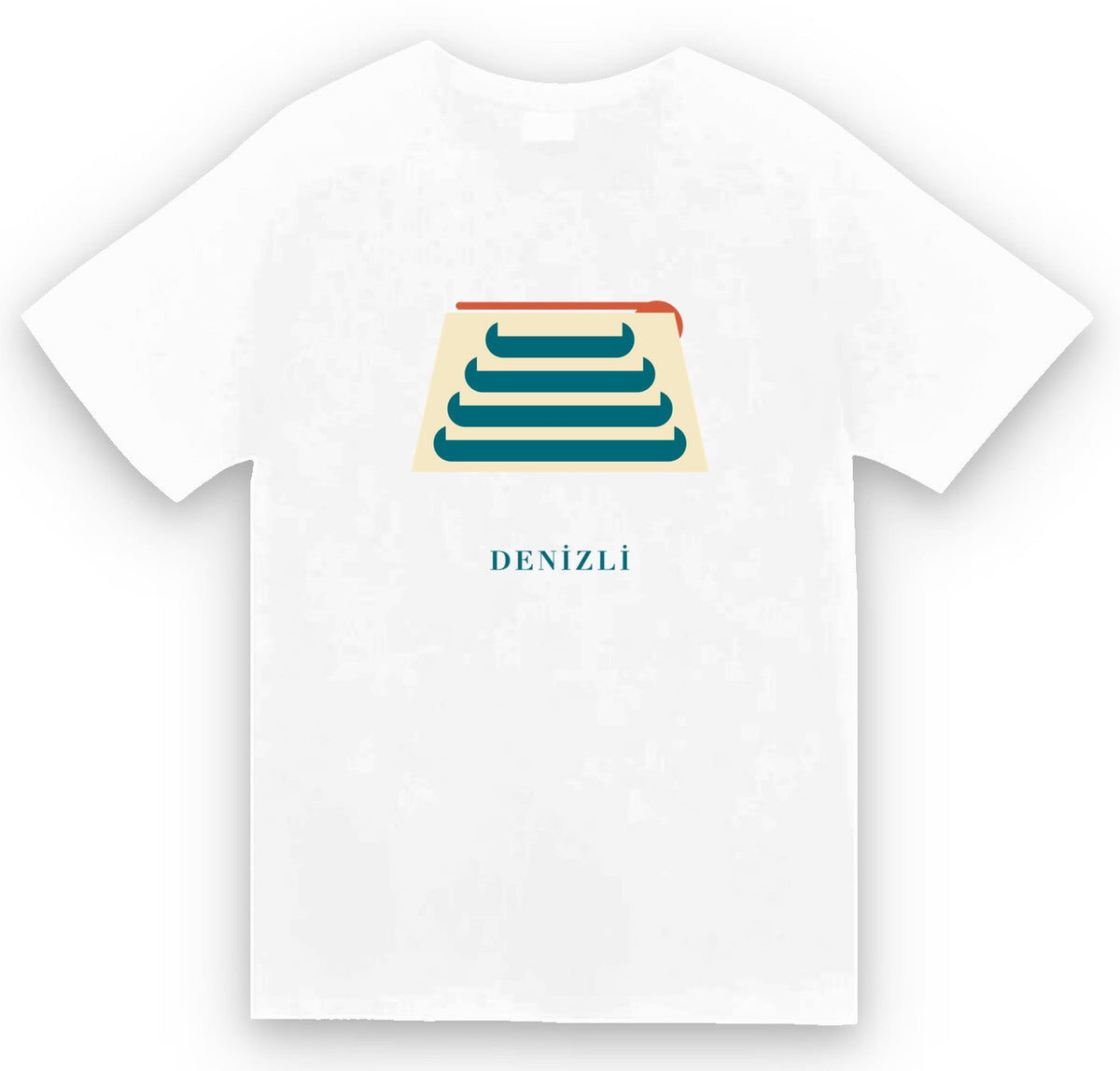 Denizli Pamukkale Travertenleri baskılı beyaz t-shirt