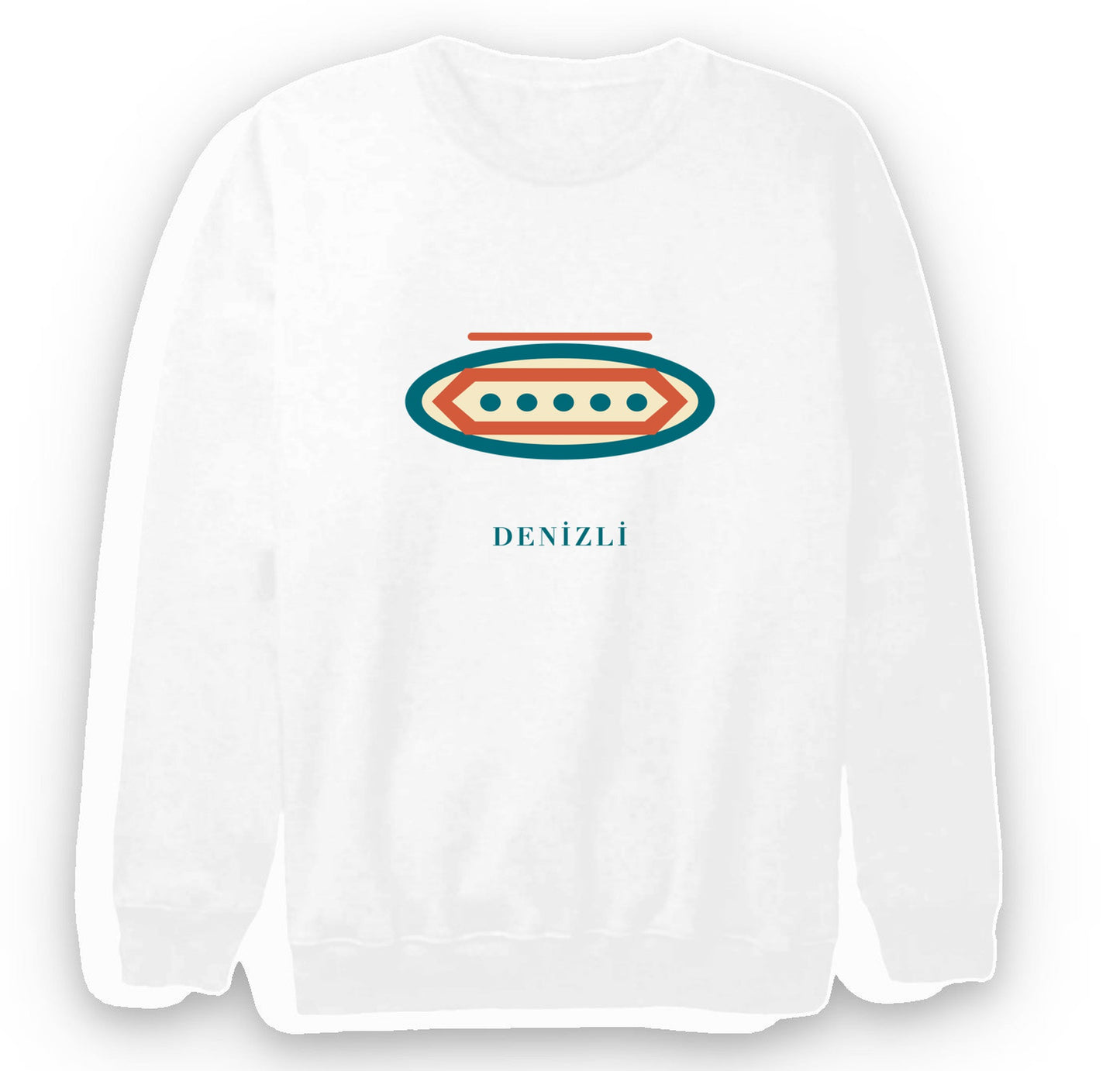 Denizli Tavas Pidesi baskılı beyaz sweatshirt