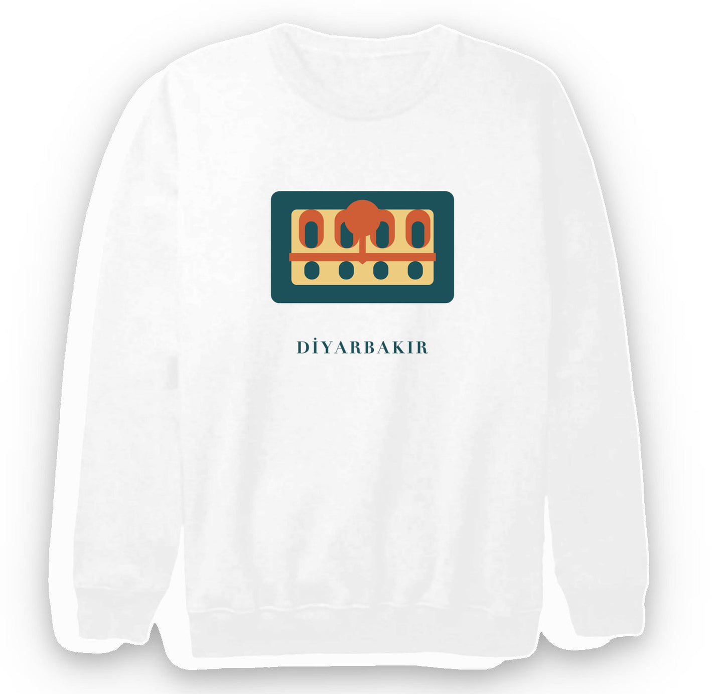 Diyarbakır Hasan Paşa Hanı baskılı beyaz sweatshirt