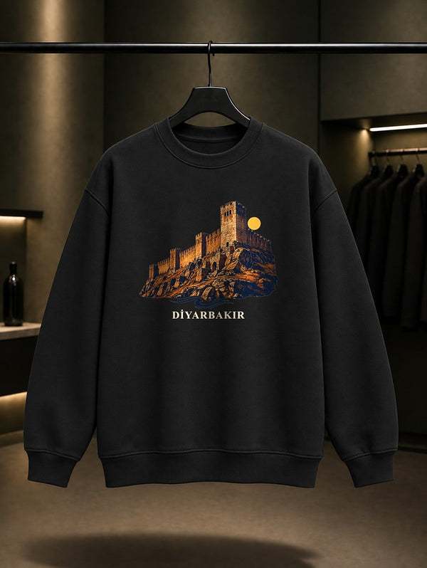 Diyarbakır Meftune baskılı siyah sweatshirt