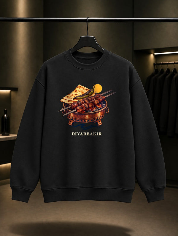 Diyarbakır Ulu Camii baskılı siyah sweatshirt
