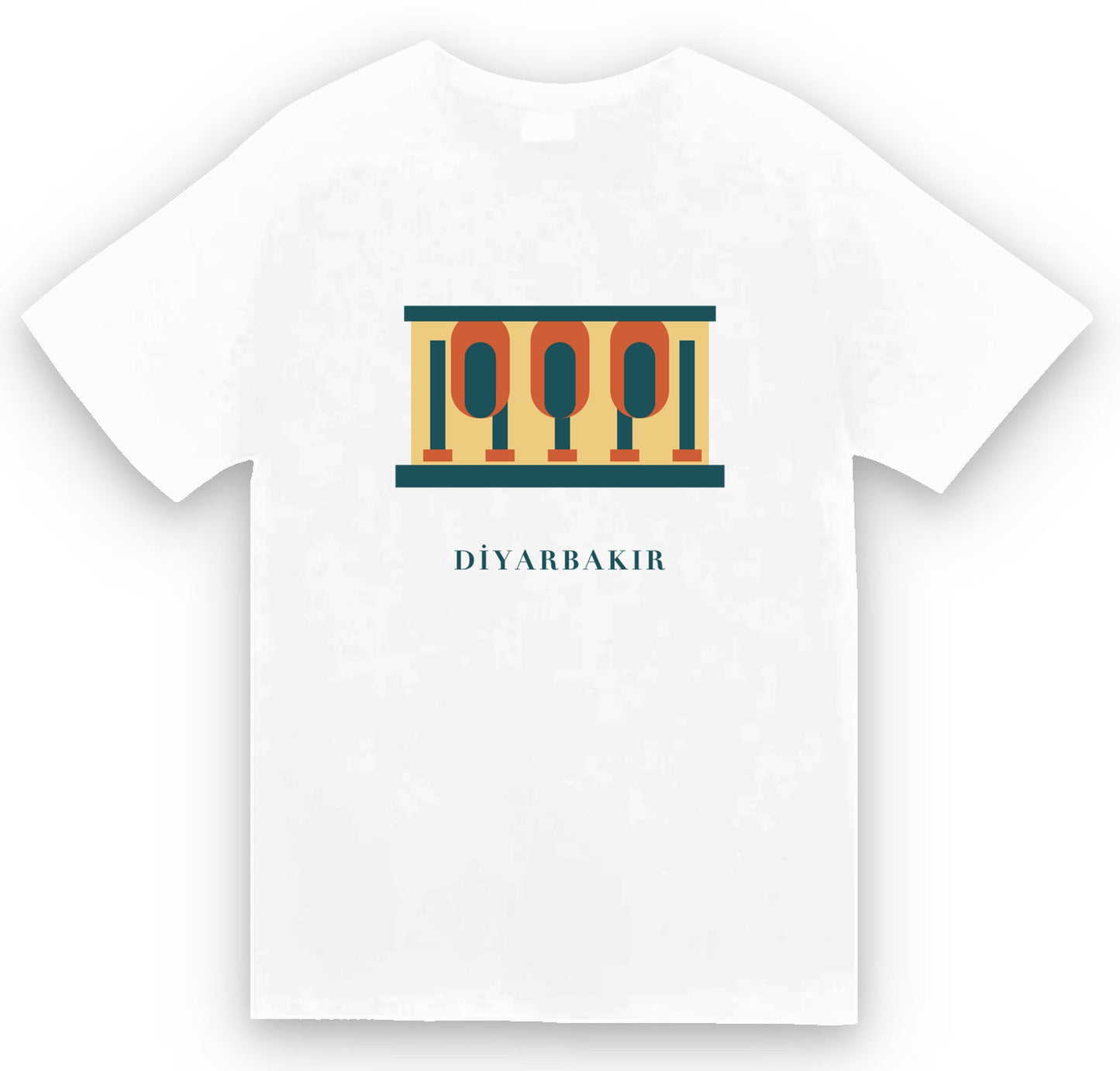 Diyarbakır Ulu Camii baskılı beyaz t-shirt