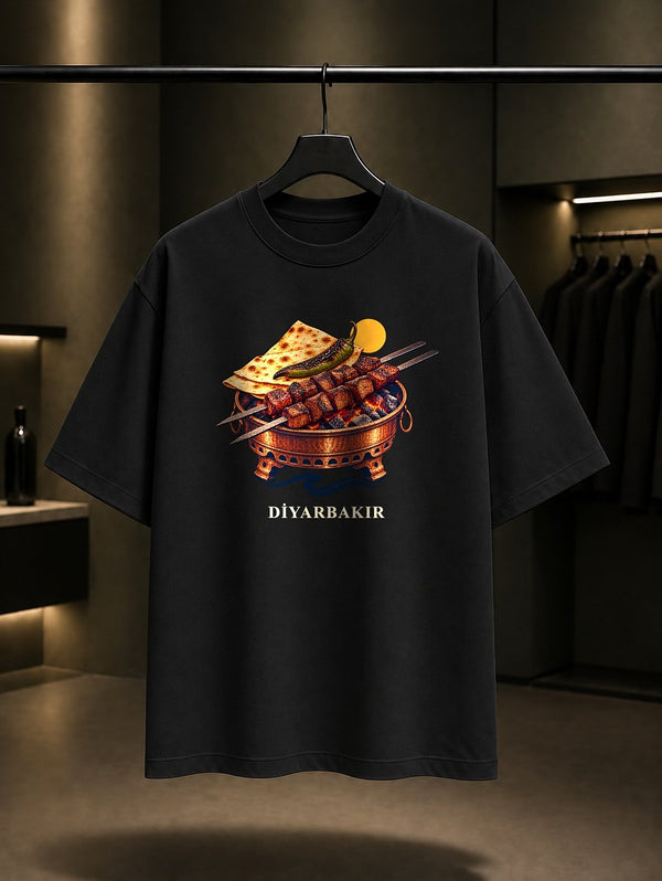 Diyarbakır Ulu Camii baskılı siyah t-shirt