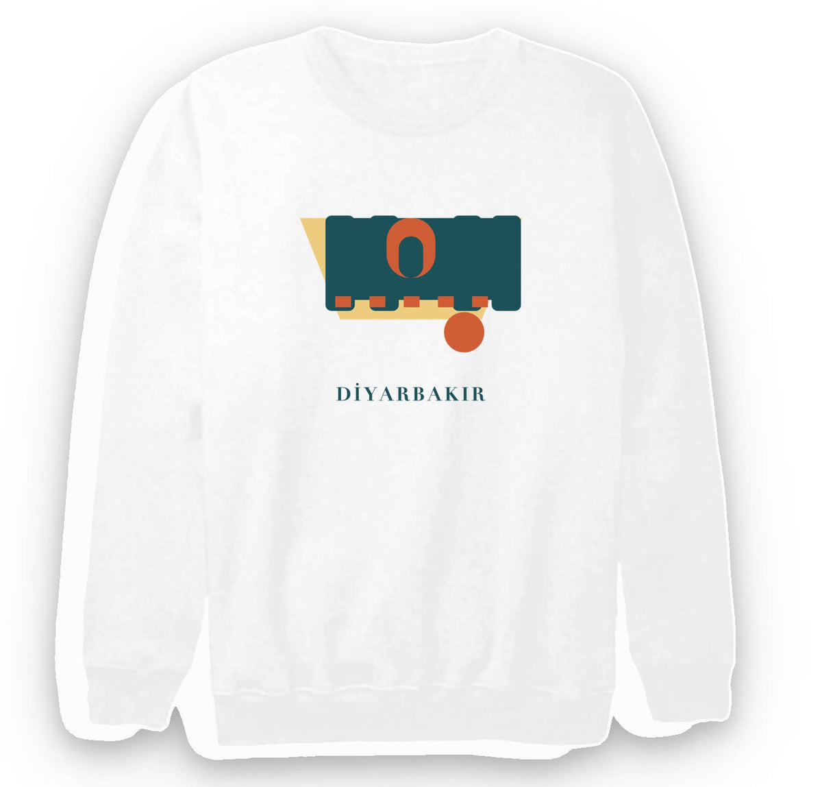 Diyarbakır Zerzevan Kalesi baskılı beyaz sweatshirt