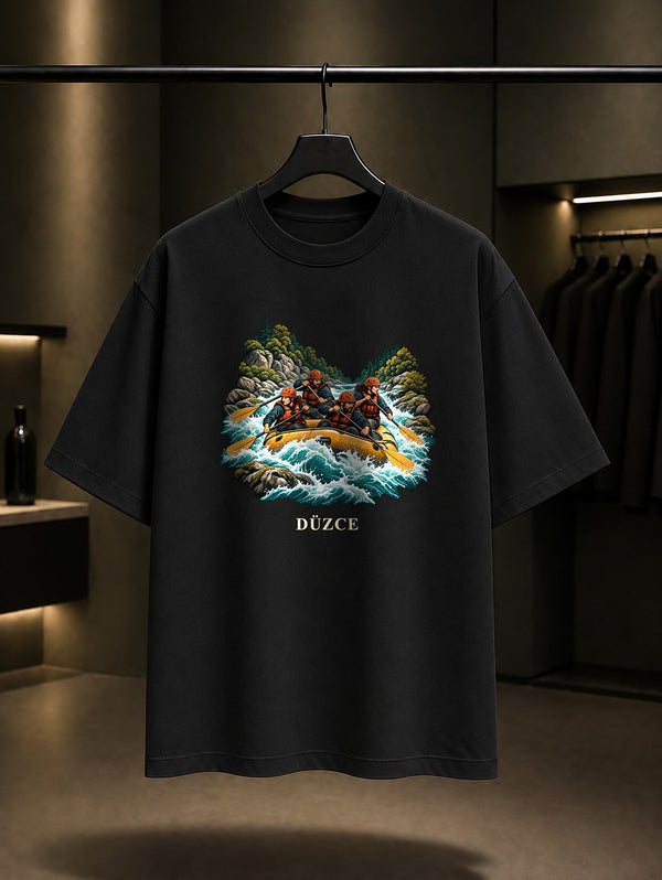Düzce Melen Rafting baskılı siyah t-shirt