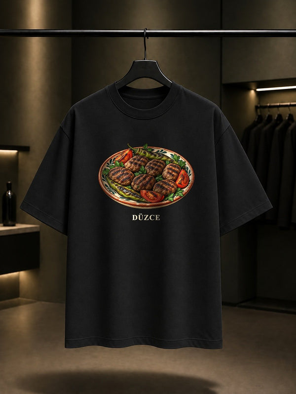 Düzce Köftesi baskılı siyah t-shirt