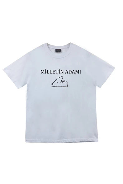 fame-stoned Recep Tayyip Erdoğan Baskılı Unisex %100 Pamuk Beyaz T-shirt