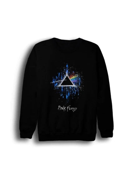 Pink Floyd Yıldızlı uzay zemininde prizma baskılı siyah sweatshirt