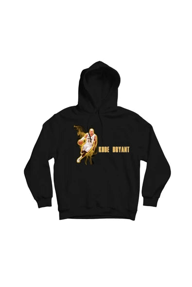 Kobe Bryant Smaç fotoğrafı ve isim baskılı siyah kapüşonlu sweatshirt
