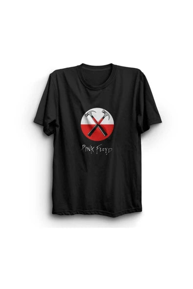 fame-stoned Pink Floyd Baskılı Unisex %100 Pamuk Siyah T-shirt