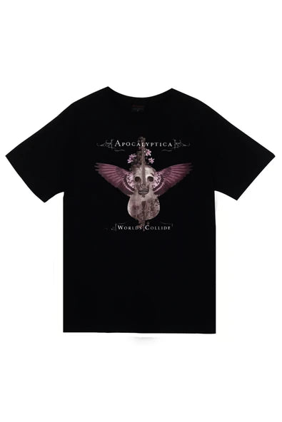 Apocalyptica Müzik, Metal Grubu Worlds Collide kapak görseli baskılı siyah tişört