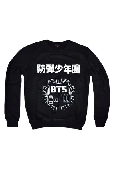 Bts baskılı siyah sweatshirt