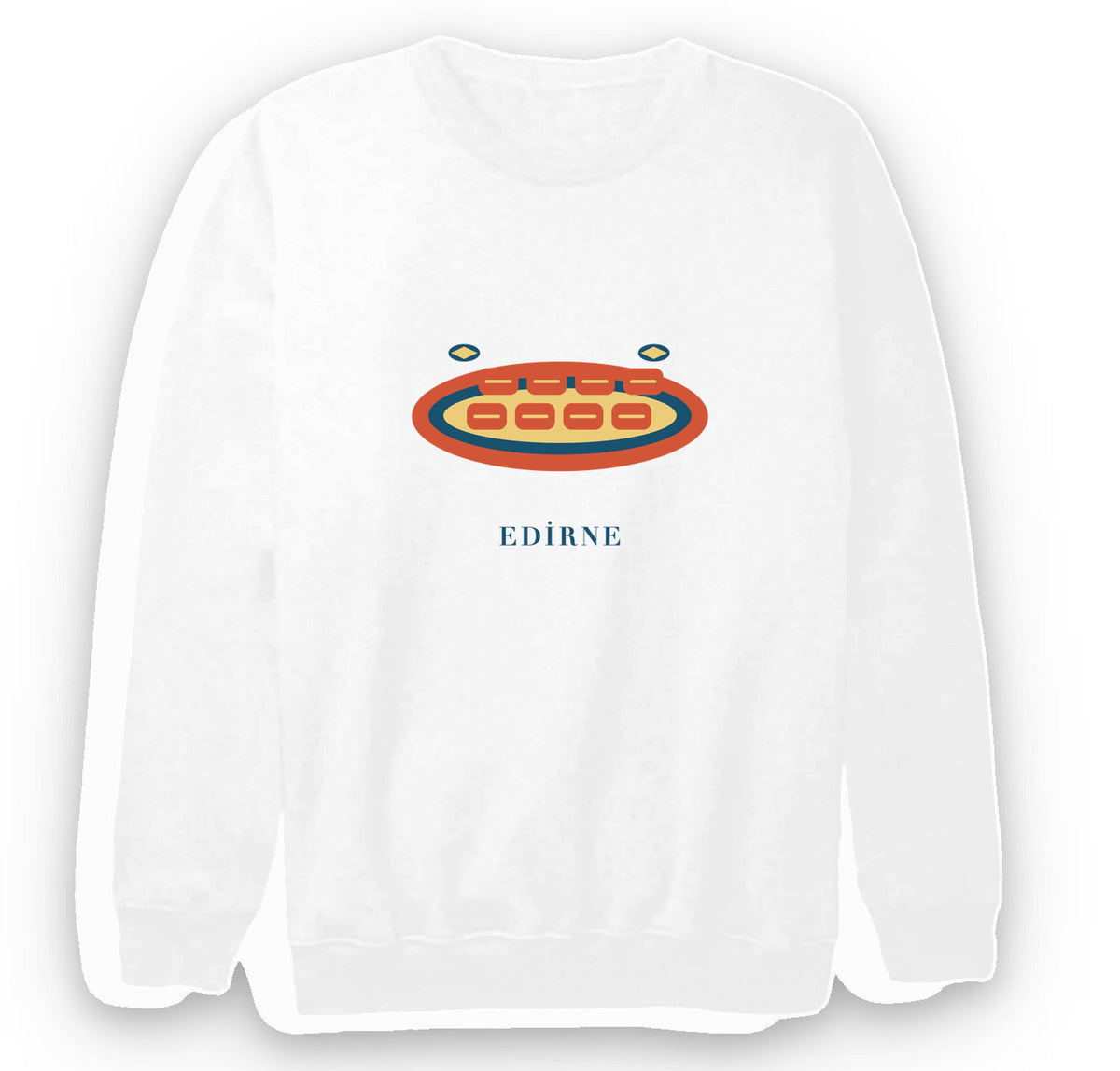 Edirne Badem Ezmesi baskılı beyaz sweatshirt