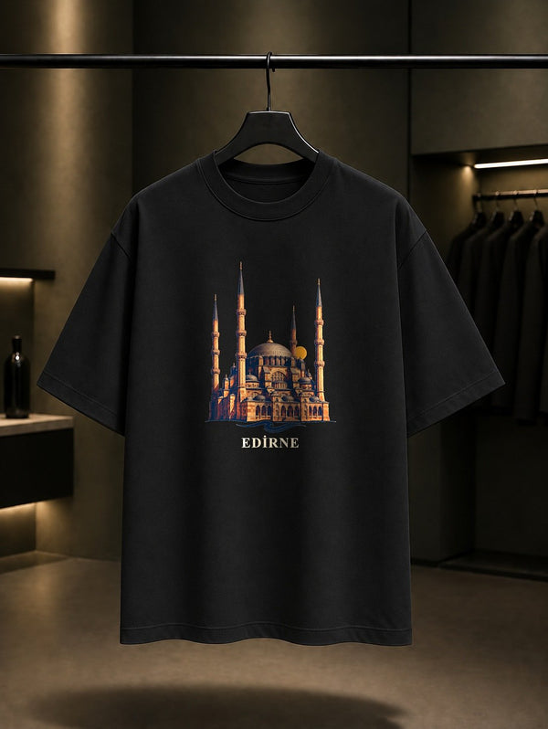 Edirne Badem Ezmesi baskılı siyah t-shirt
