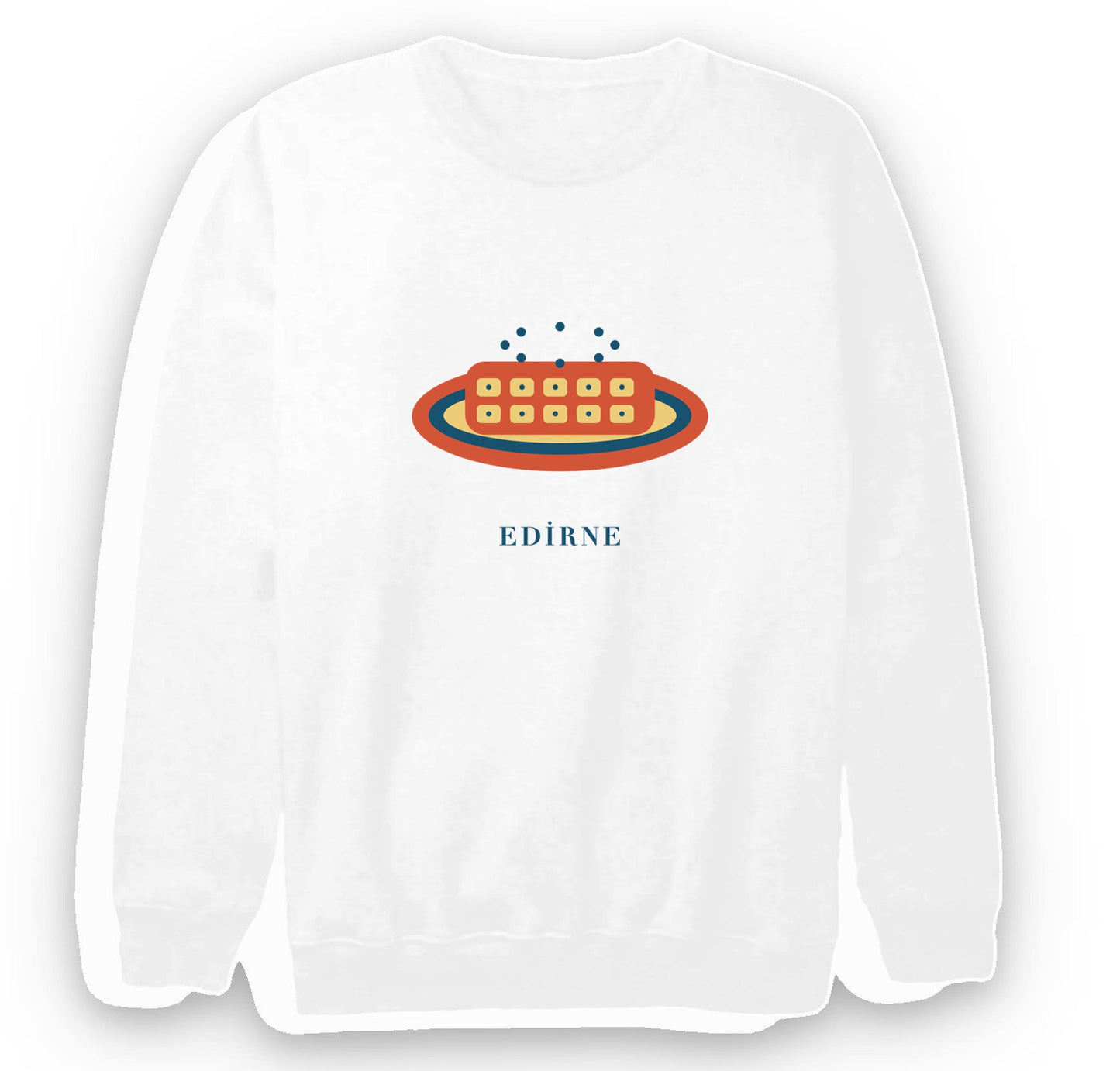 Edirne Devâ-i Misk Helvası baskılı beyaz sweatshirt
