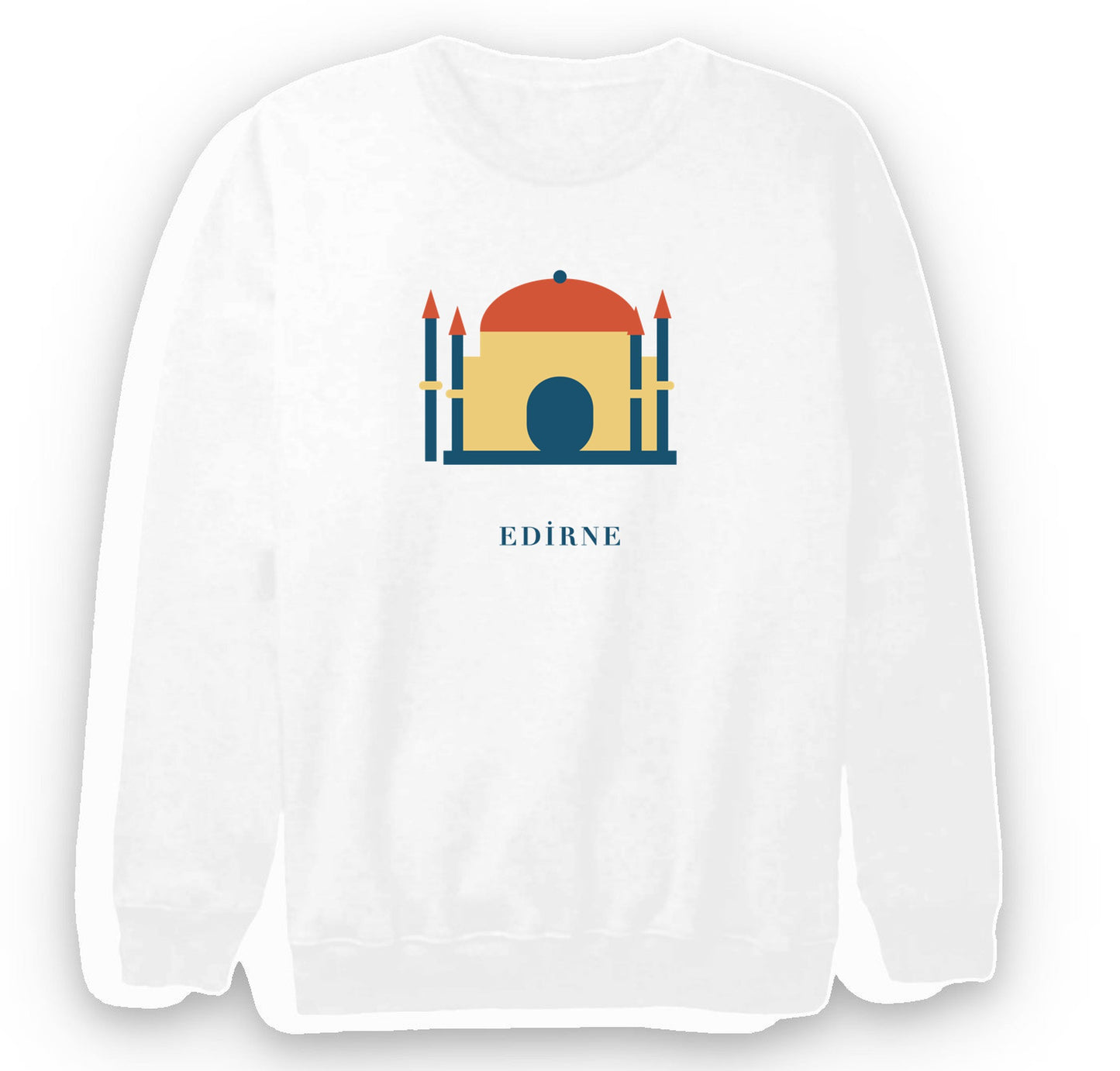 Edirne Selimiye Camii baskılı beyaz sweatshirt