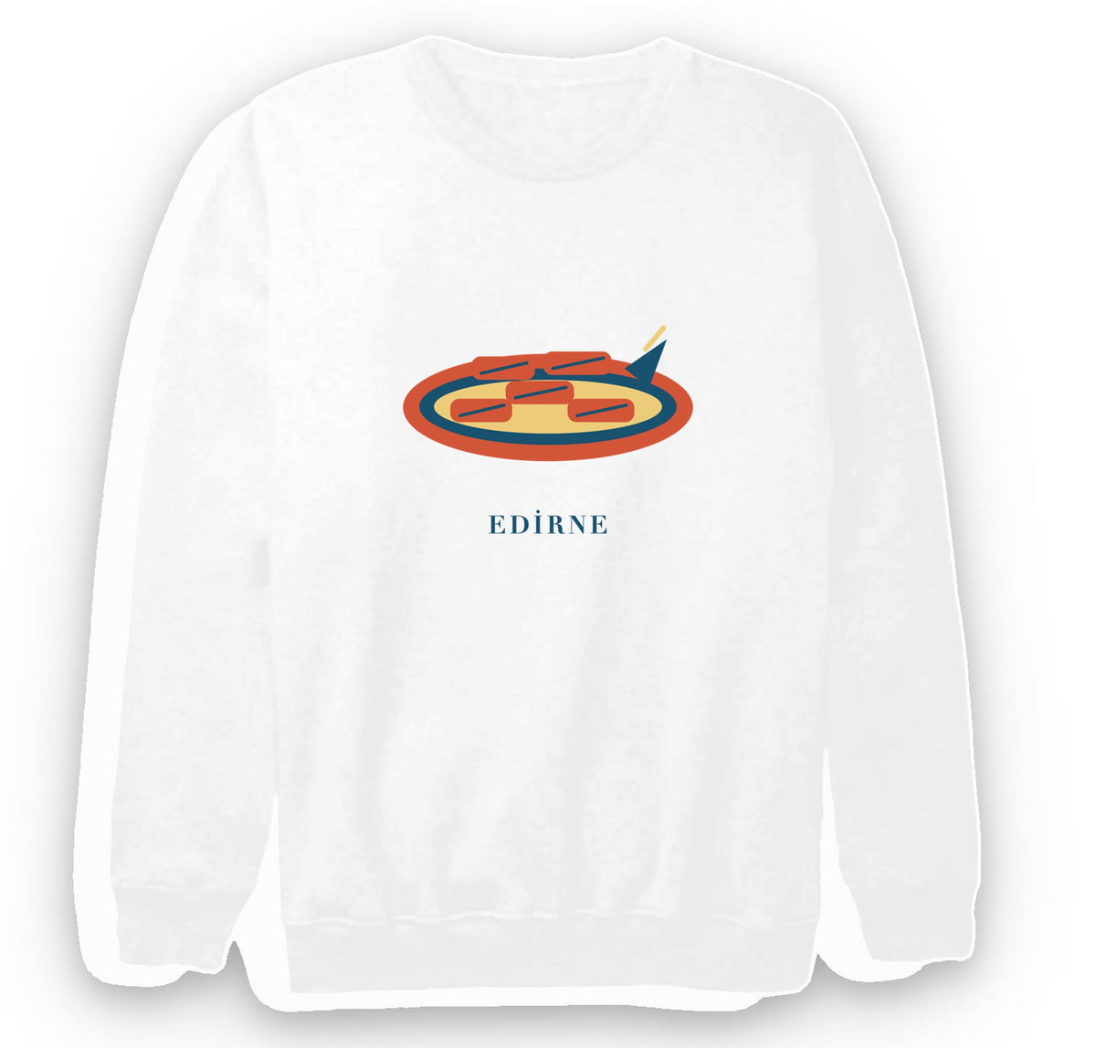 Edirne Tava Ciğeri baskılı beyaz sweatshirt