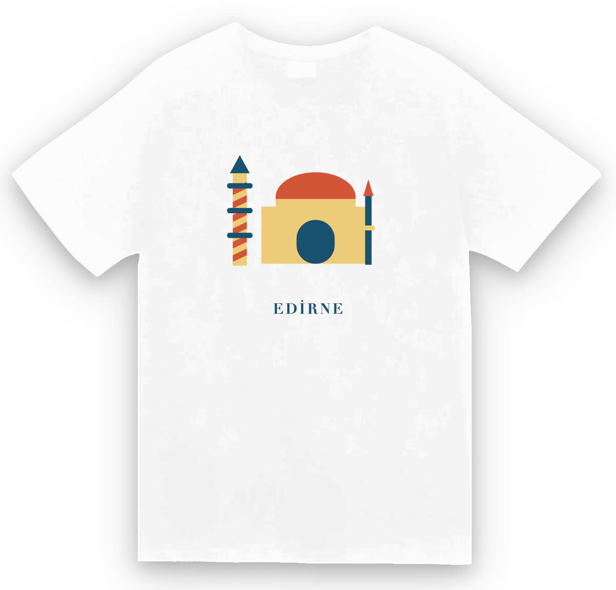 Edirne Üç Şerefeli Camii baskılı beyaz t-shirt