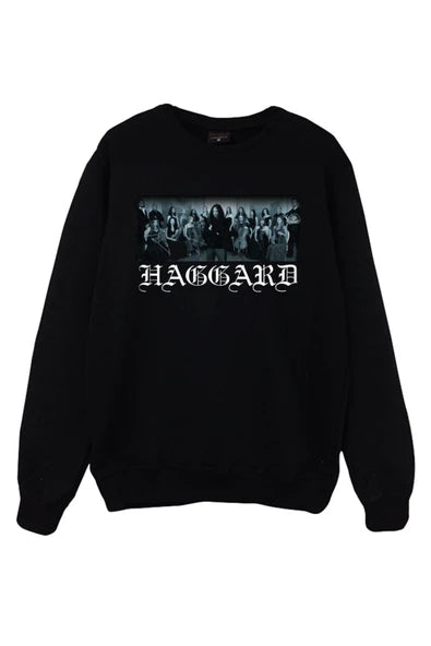 fame-stoned Haggard Baskılı Unisex %100 Pamuk Siyah Bisiklet Yaka Sweatshirt