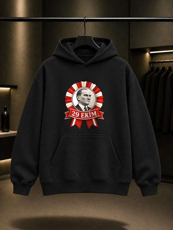 Republic Medallion 29 Ekim kapüşonlu sweatshirt, siyah