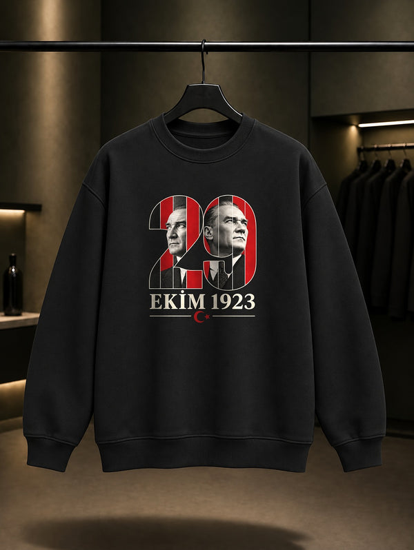 Lenticular Date 29 Ekim sweatshirt, siyah