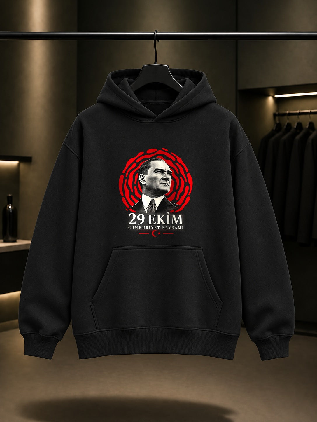 Red Ripple 29 Ekim kapüşonlu sweatshirt, siyah
