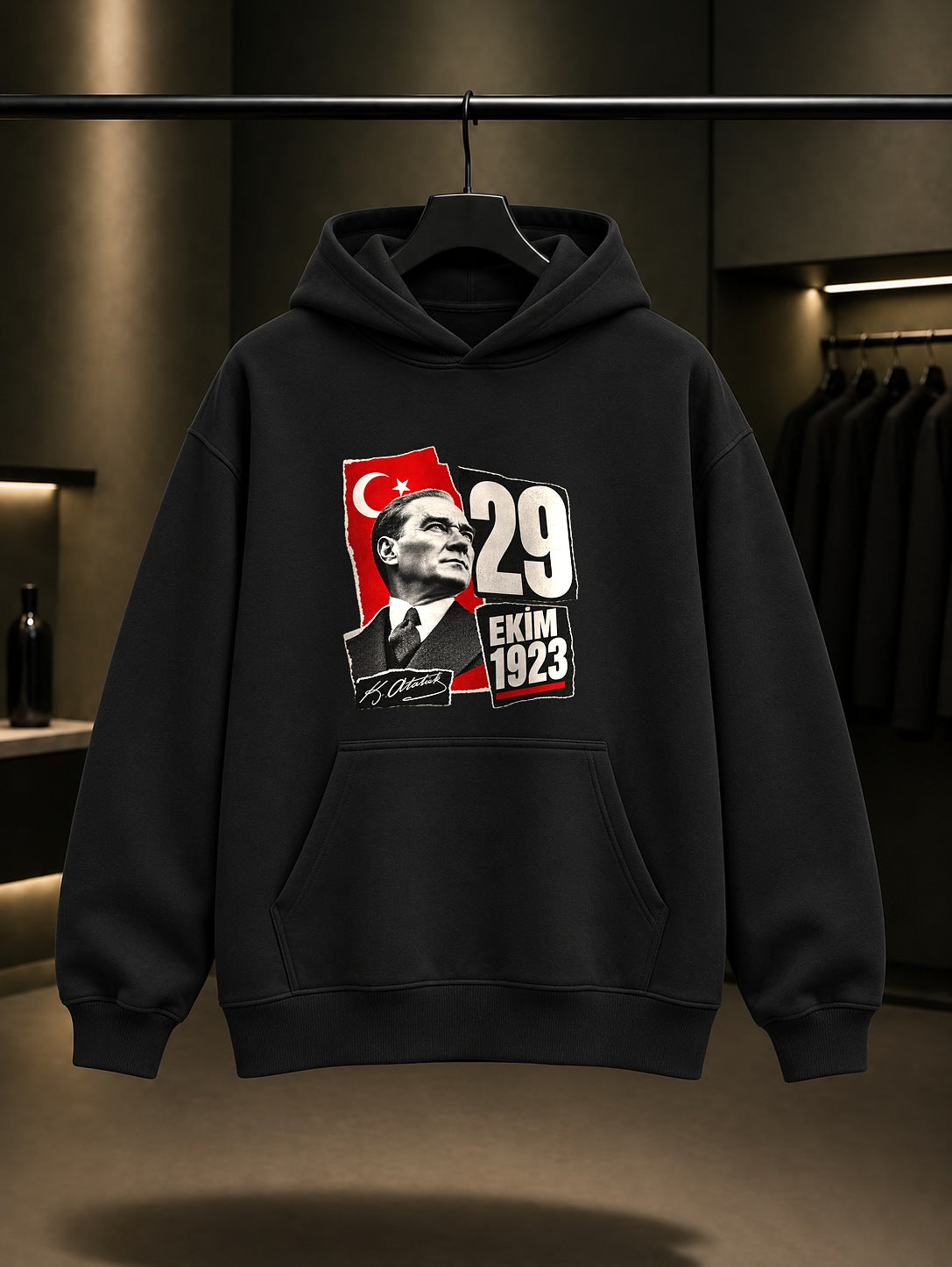 News Cut 29 Ekim kapüşonlu sweatshirt, siyah
